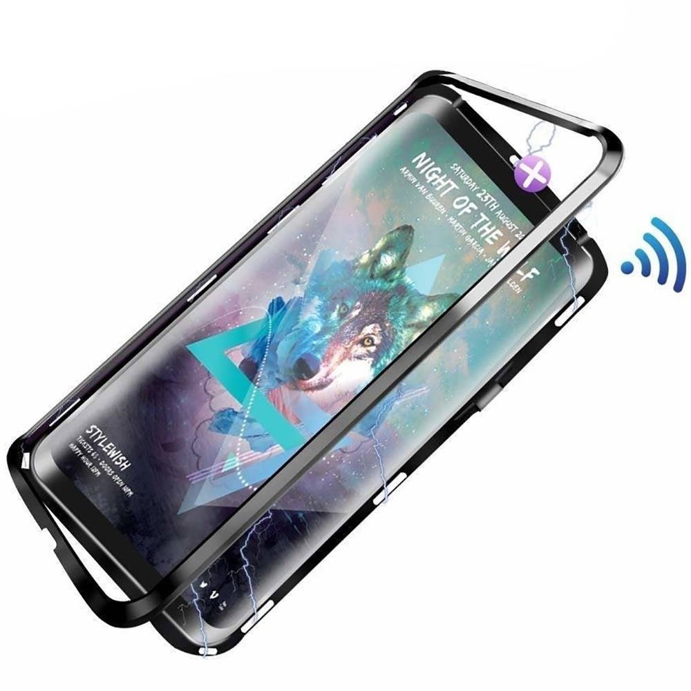 Pouzdro iPhone 14 3in1 Double Magnetic 360° Aluminium & Glass black