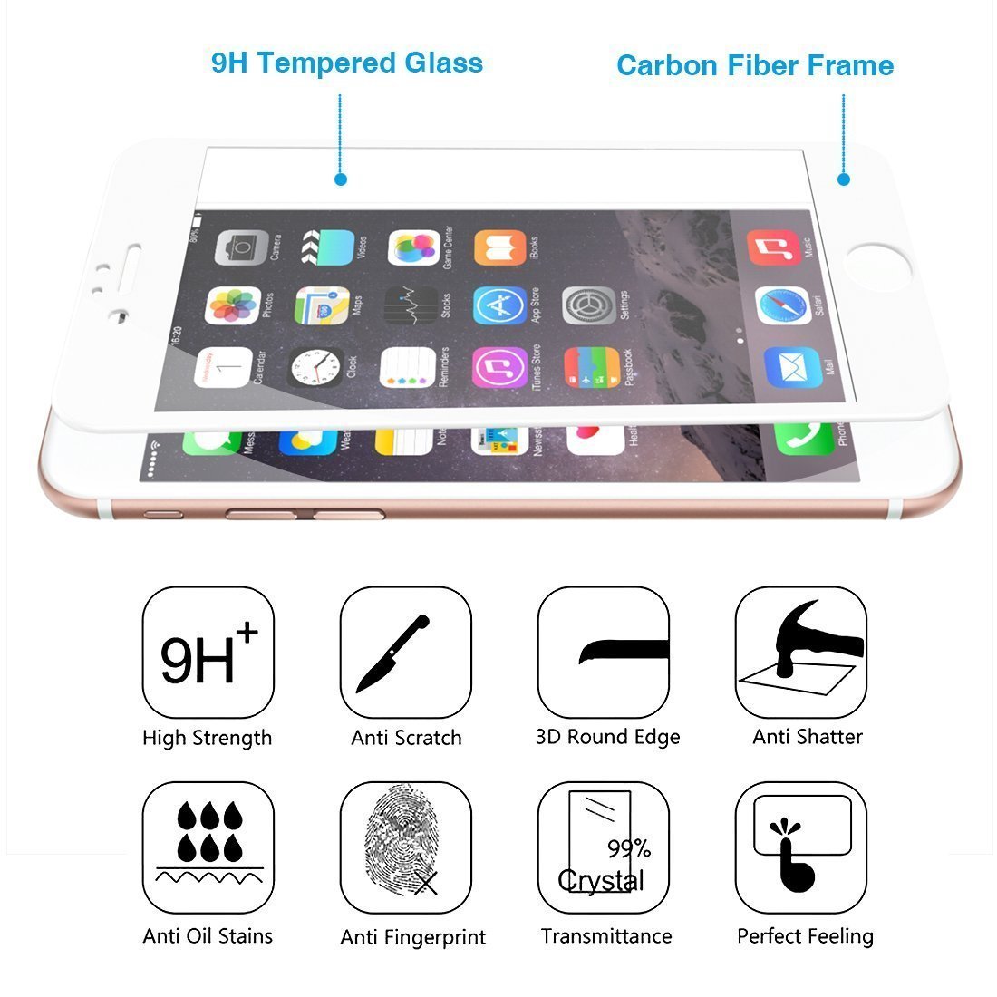 Tvrzené sklo 9D iPhone 6 Full Glue bílé