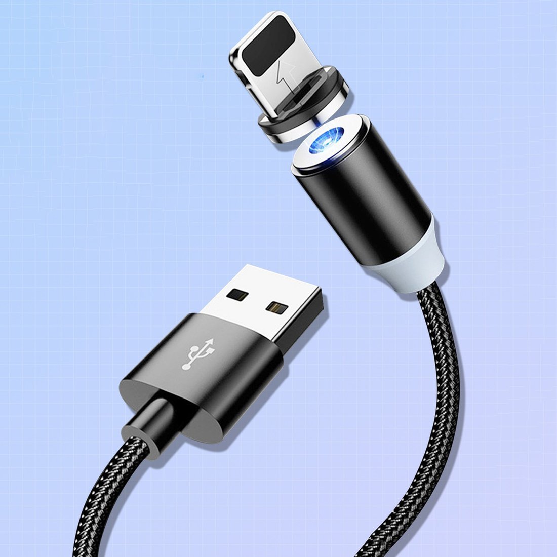 Nabíjecí kabel Magnetický kabel iPhone Lightning 3A 1m KAKU Hedong (KSC-306) černý