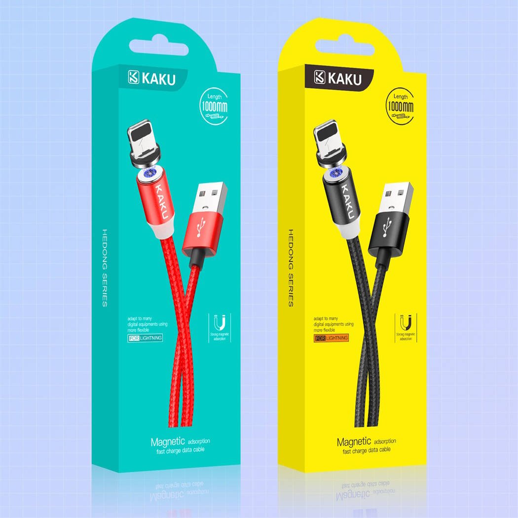 Nabíjecí kabel Magnetický kabel iPhone Lightning 3A 1m KAKU Hedong (KSC-306) černý