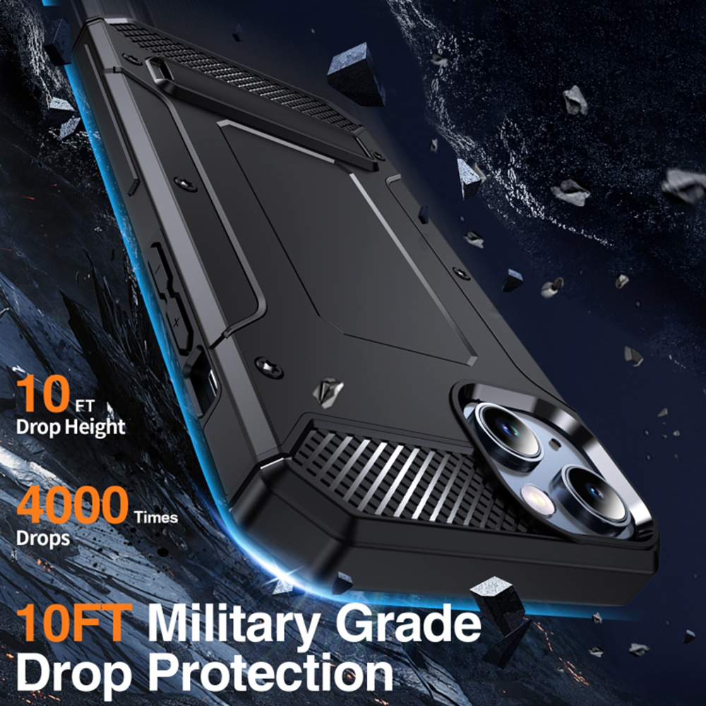 Kryt iPhone 15, Techsuit - Hybrid Armor Kickstand , modrý