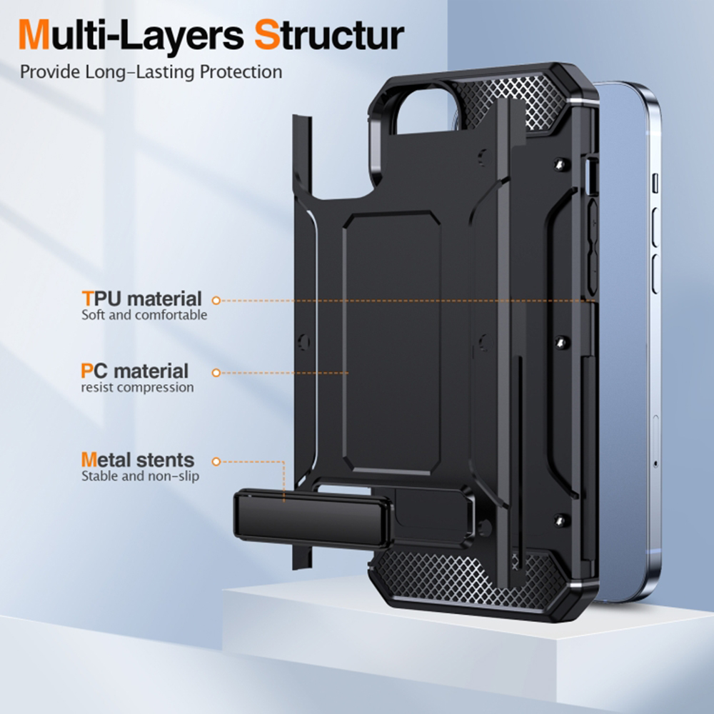 Kryt iPhone 15 Pro, Techsuit - Hybrid Armor Kickstand , modrý