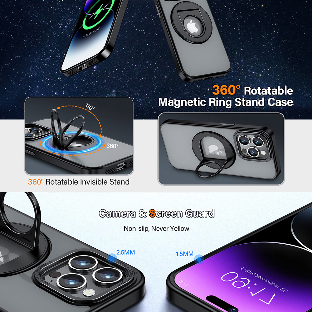 Kryt iPhone 15 Pro, Techsuit - MagSafe Ghost Holder, černý