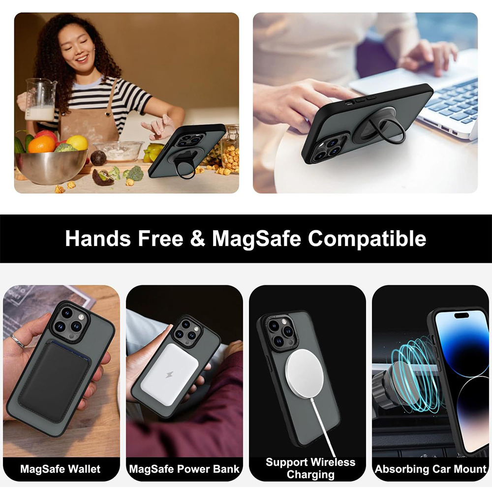 Kryt iPhone 15, Techsuit - MagSafe Ghost Holder, zelený