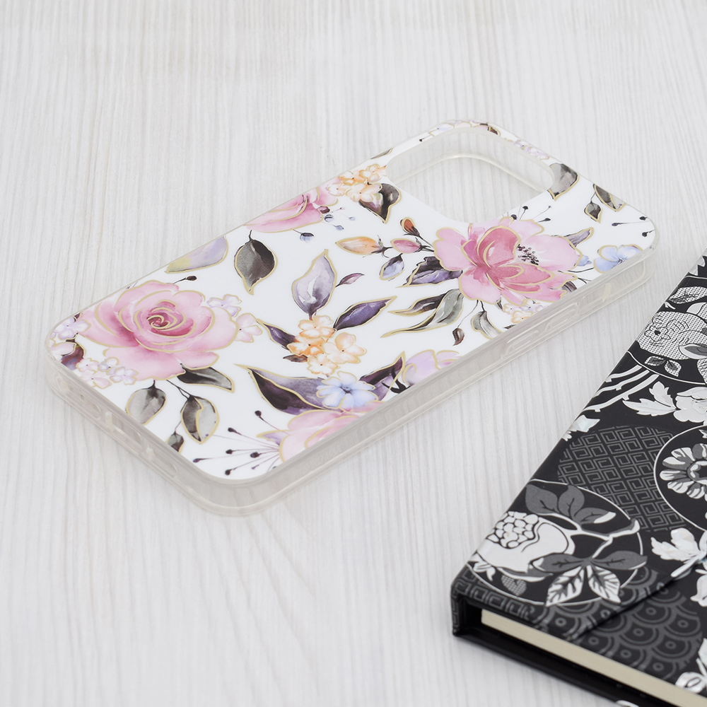 Kryt iPhone 15 Pro Techsuit - Marble Series - Chloe White