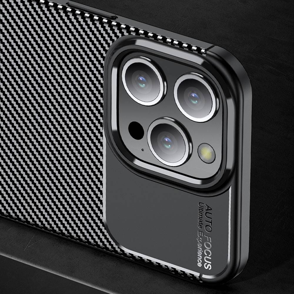 Kryt iPhone 15 Pro Max Armored Shockproof Carbon Fiber černé