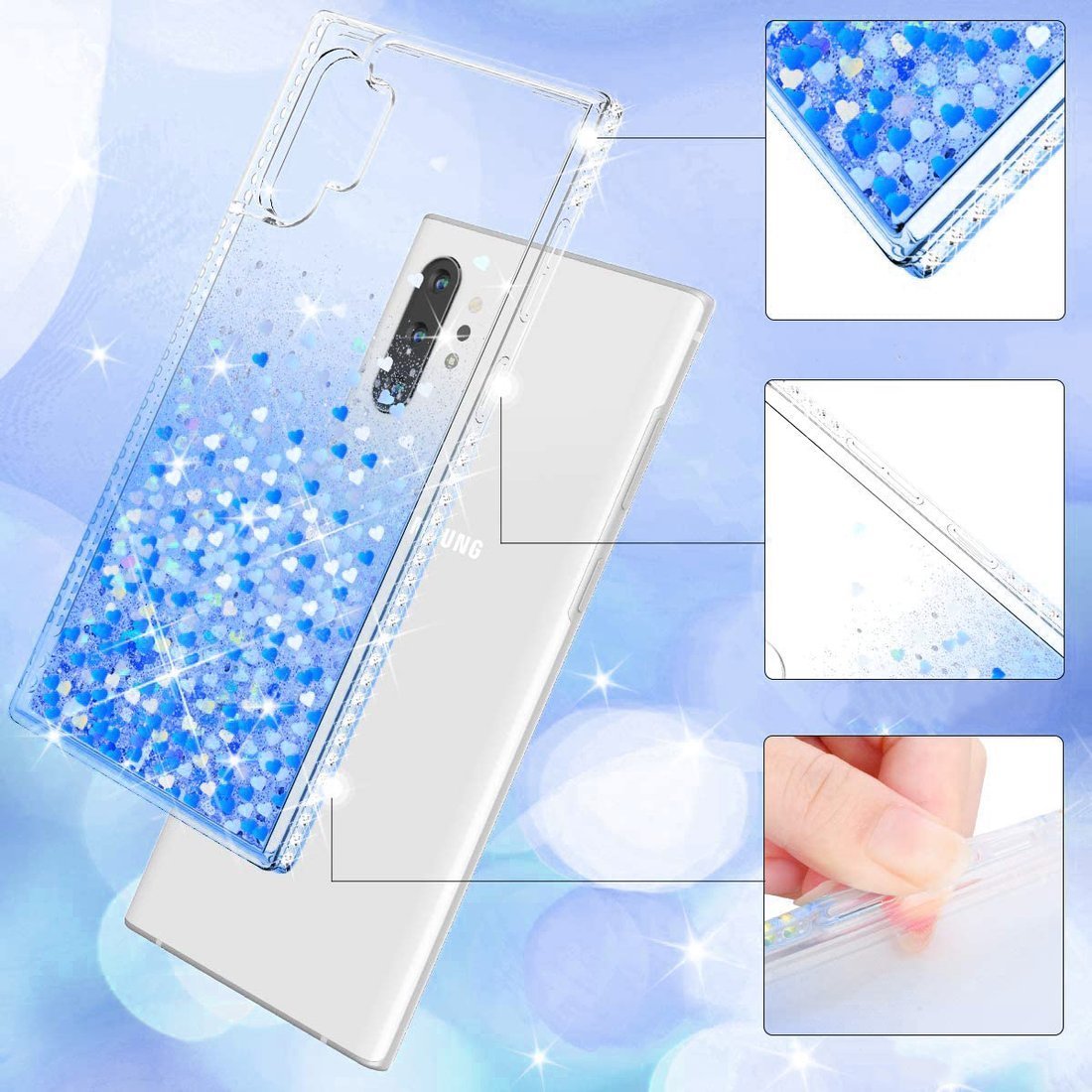 Kryt Huawei P40 lite Diamond Liquid  modrý