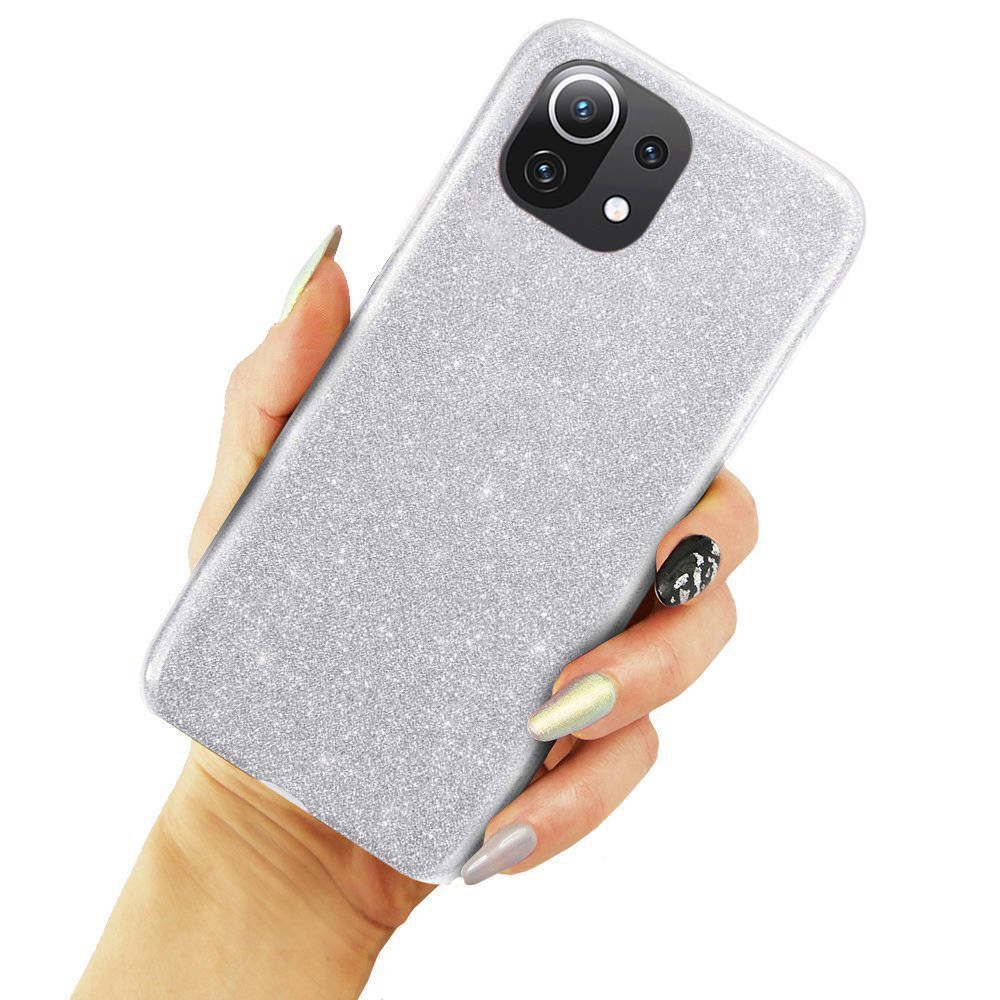Kryt Motorola Moto E32 / E32s třpytky stříbrná
