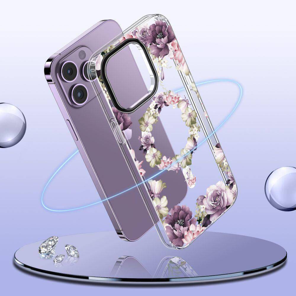 Kryt Samsung iPhone 14 Pro Tech-Protect MagMood MagSafe Rose Floral transparentní