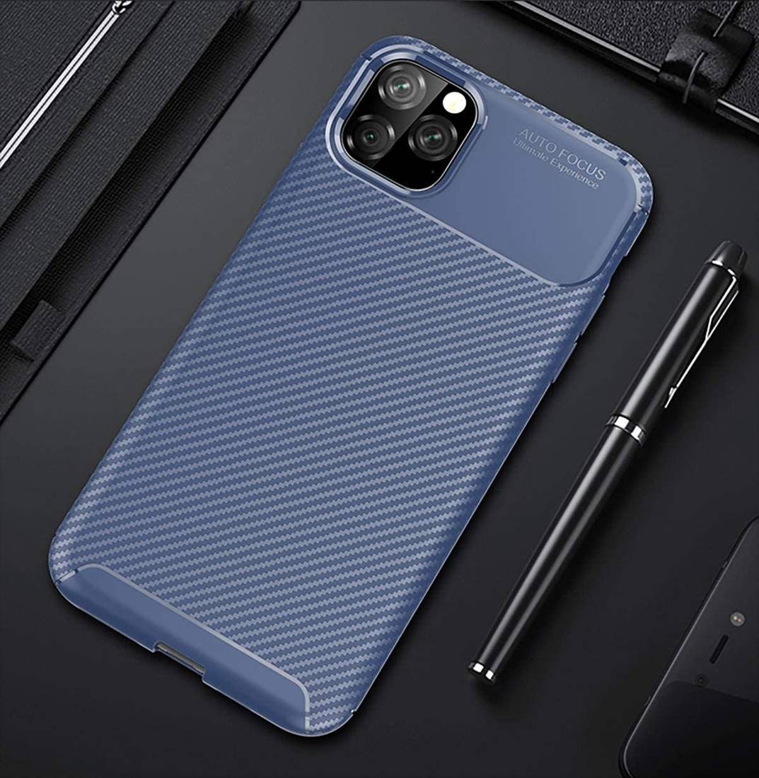 Kryt Huawei Y6P case Armored Shockproof Carbon Fiber modrý
