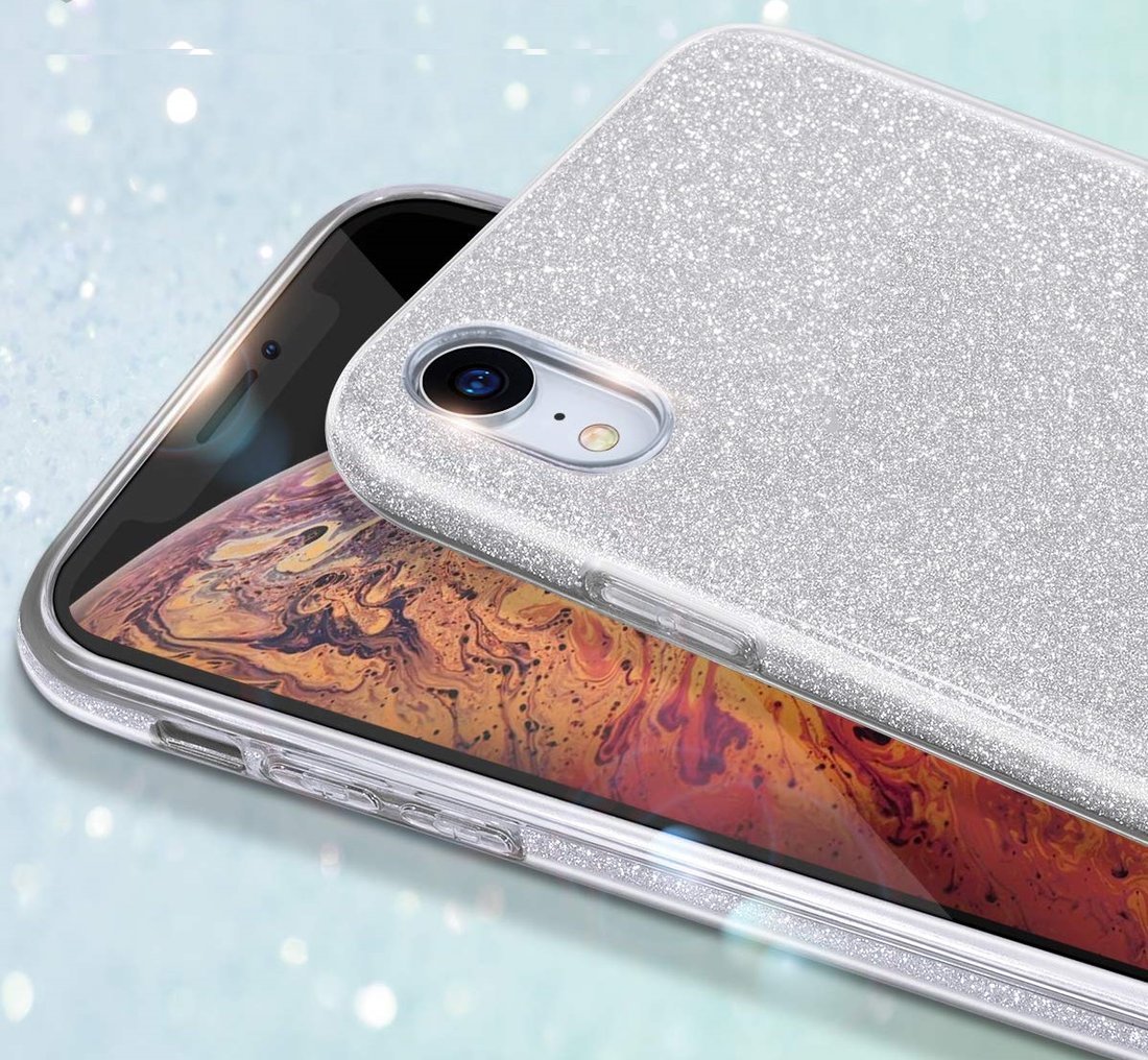 Kryt Huawei P40 Lite E třpytky stříbrný