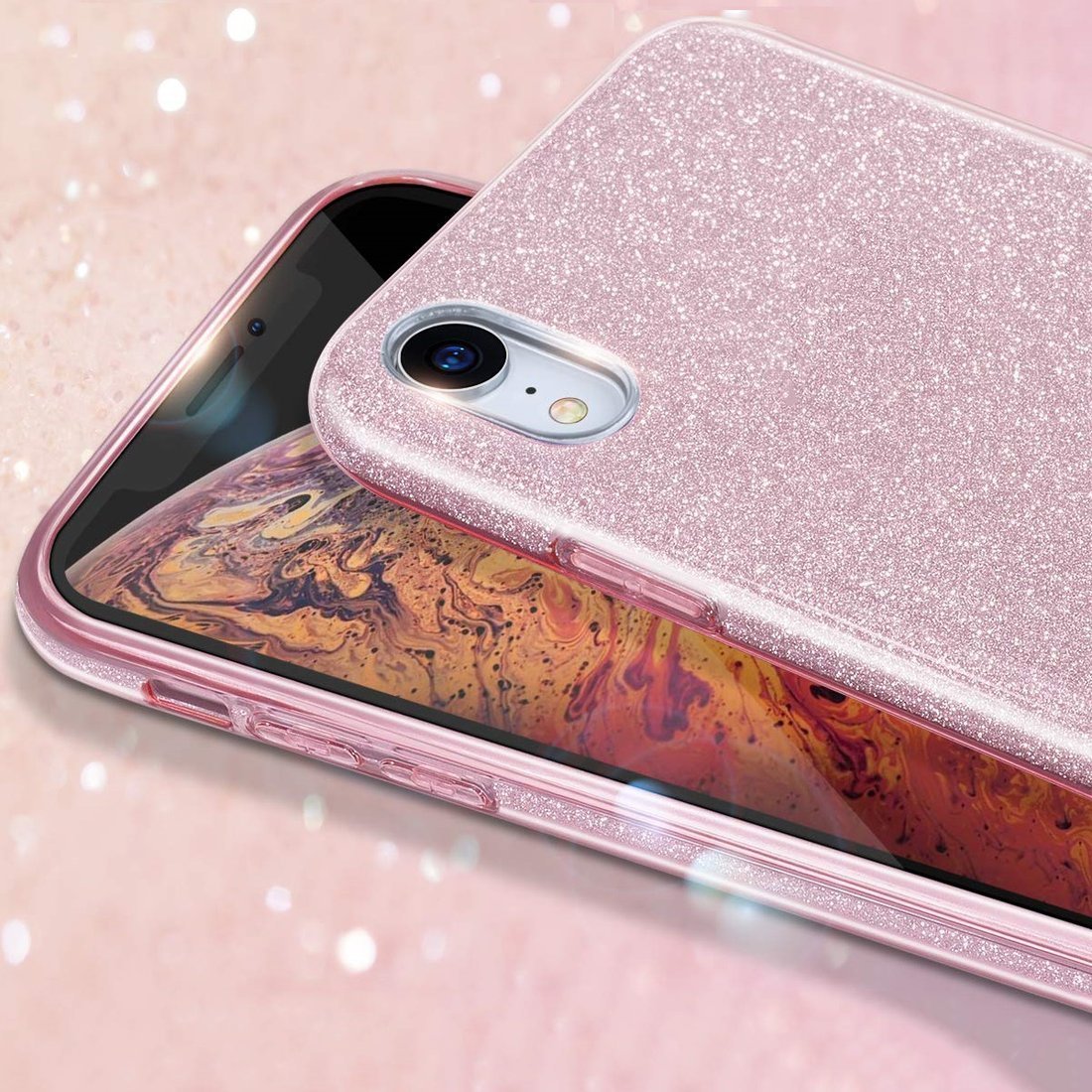 Kryt Huawei P40 Lite E třpytky růžový