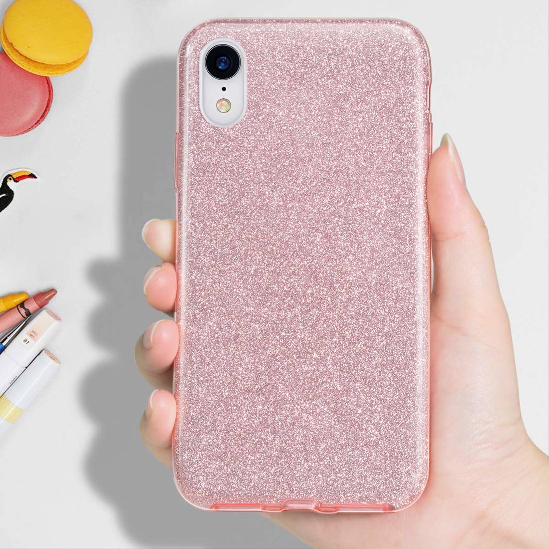 Kryt Huawei P40 Lite E třpytky růžový