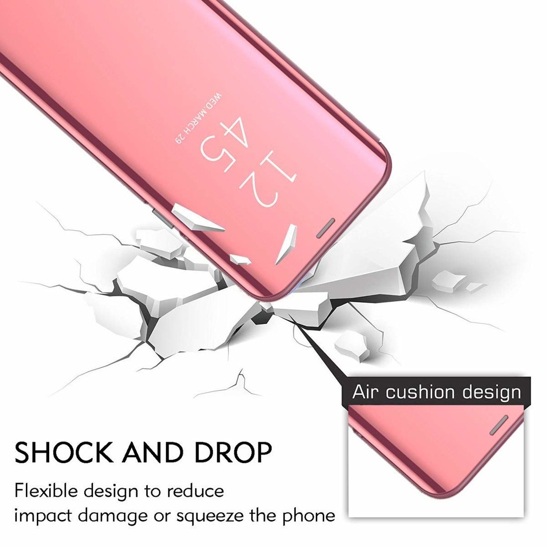 Pouzdro Huawei P40 Lite E Clear View Cover růžové