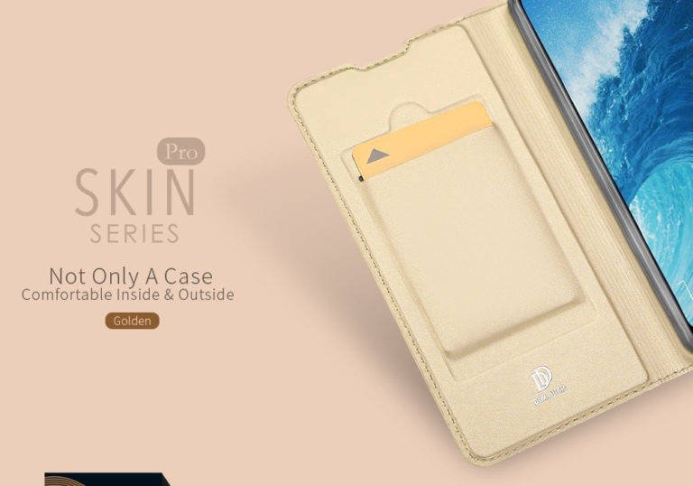 Pouzdro Huawei Mate 30 Lite kožené Dux Ducis Skin zlaté