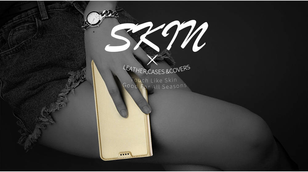 Pouzdro Huawei Mate 30 Lite kožené Dux Ducis Skin zlaté