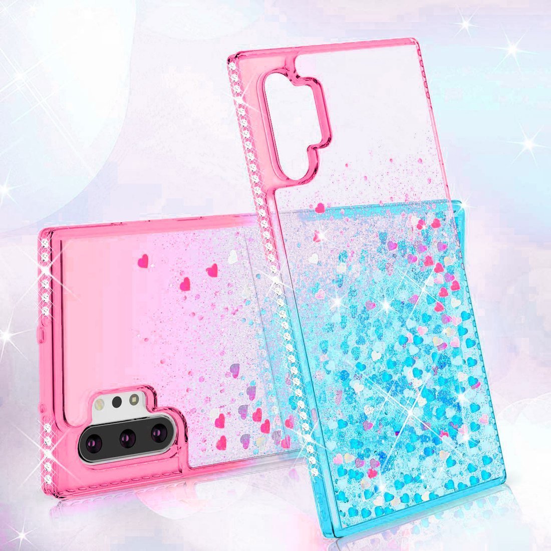 Kryt Samsung Galaxy A02s Diamond Liquid  Glitter růžový/modrý