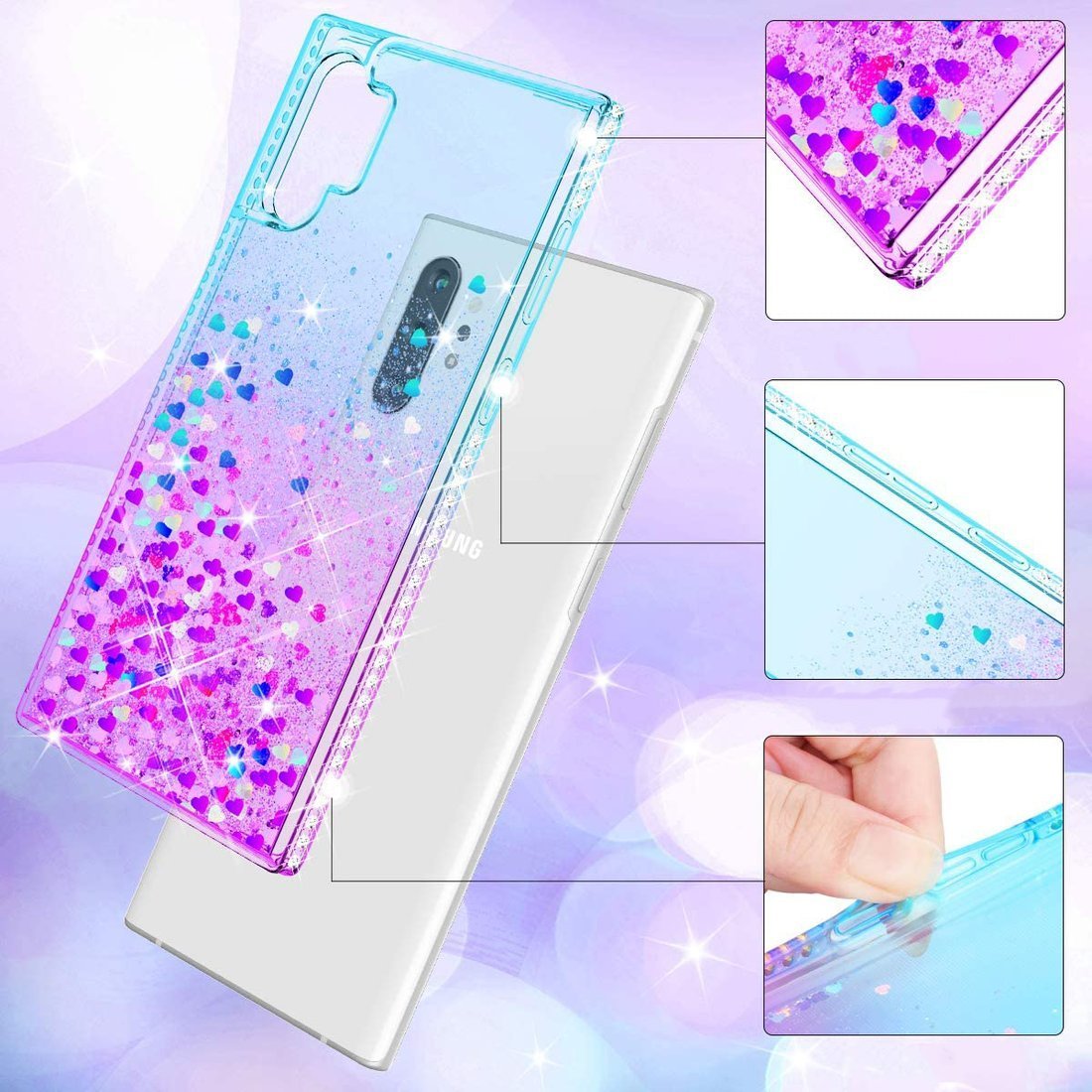 Kryt Samsung Galaxy A02s Diamond Liquid  modrý/fialový