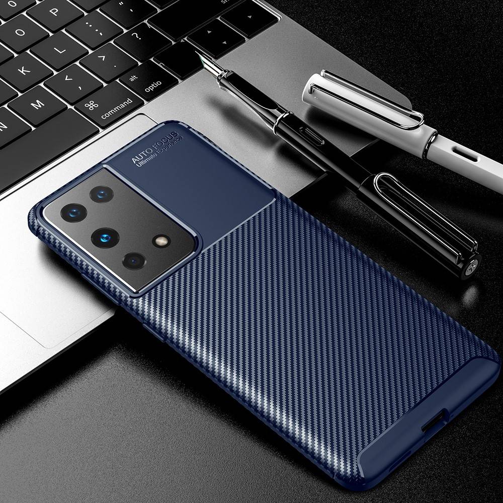 Kryt Samsung Galaxy A12 / M12 case Armored Shockproof Carbon Fiber blue