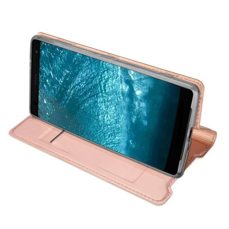 Pouzdro Samsung Galaxy A02s kožené Dux Ducis Skin růžové