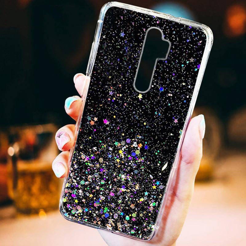 Kryt Samsung Galaxy A72 Sequins Glue Glitter Case černý