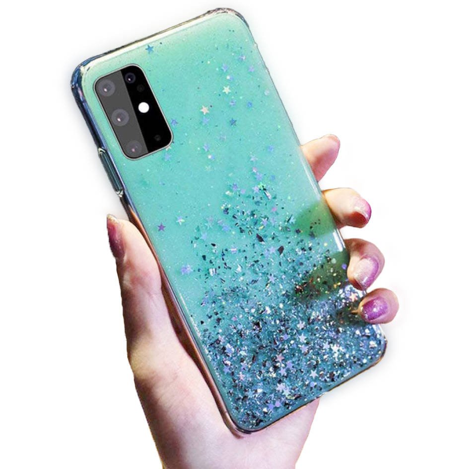 Kryt Samsung Galaxy A72 Sequins Glue Glitter Case mint