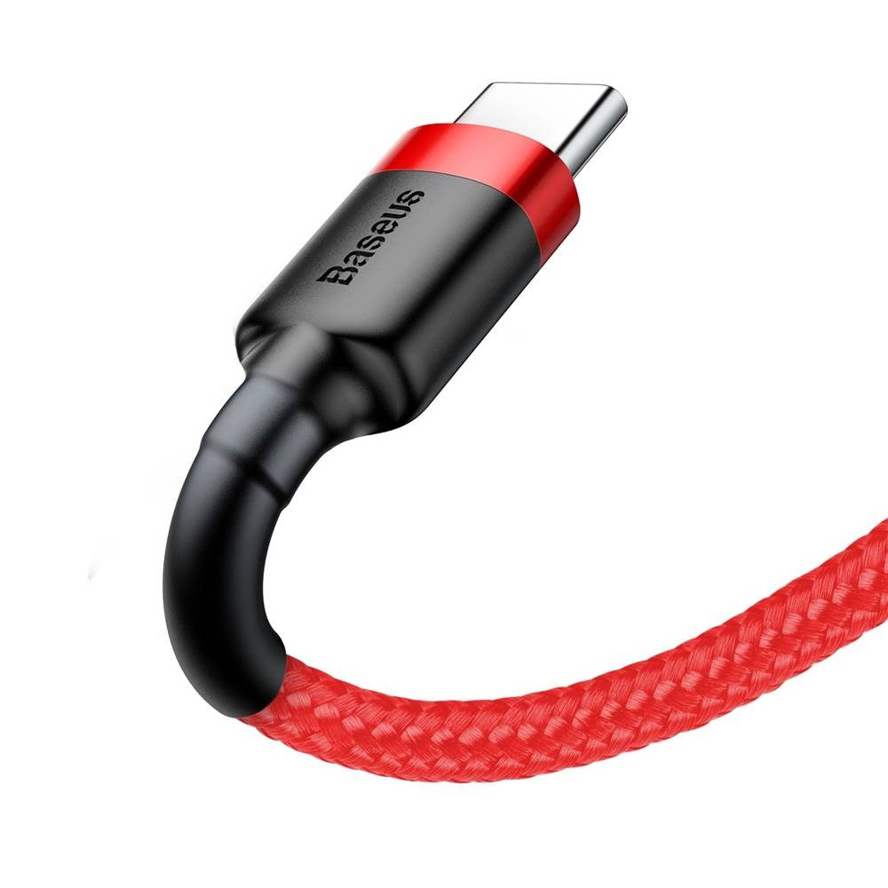 Datový kabel USB-C Baseus - odolný nylonový kabel, 3A 0,5m, červený