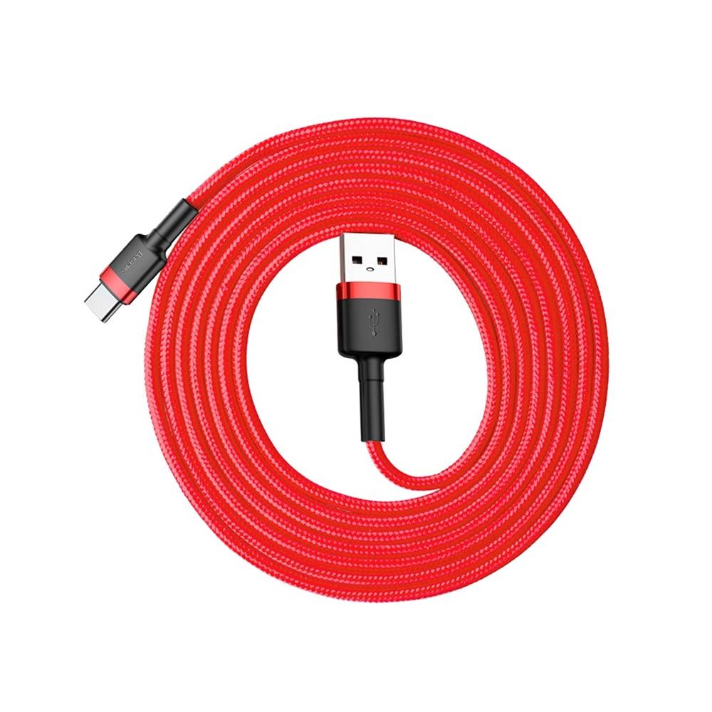 Datový kabel USB-C Baseus - odolný nylonový kabel, 3A 0,5m, červený