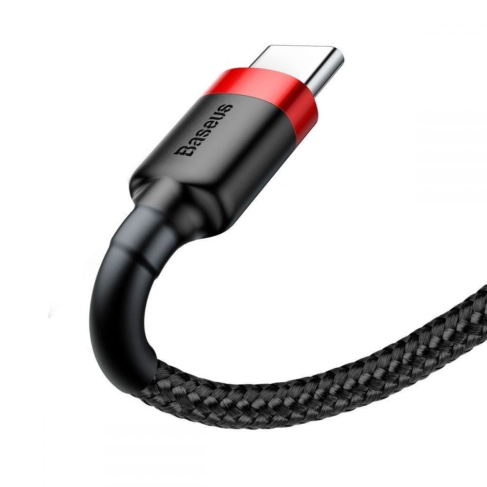 Datový kabel USB-C Baseus - odolný nylonový kabel, 3A 0,5mm, červený + černý