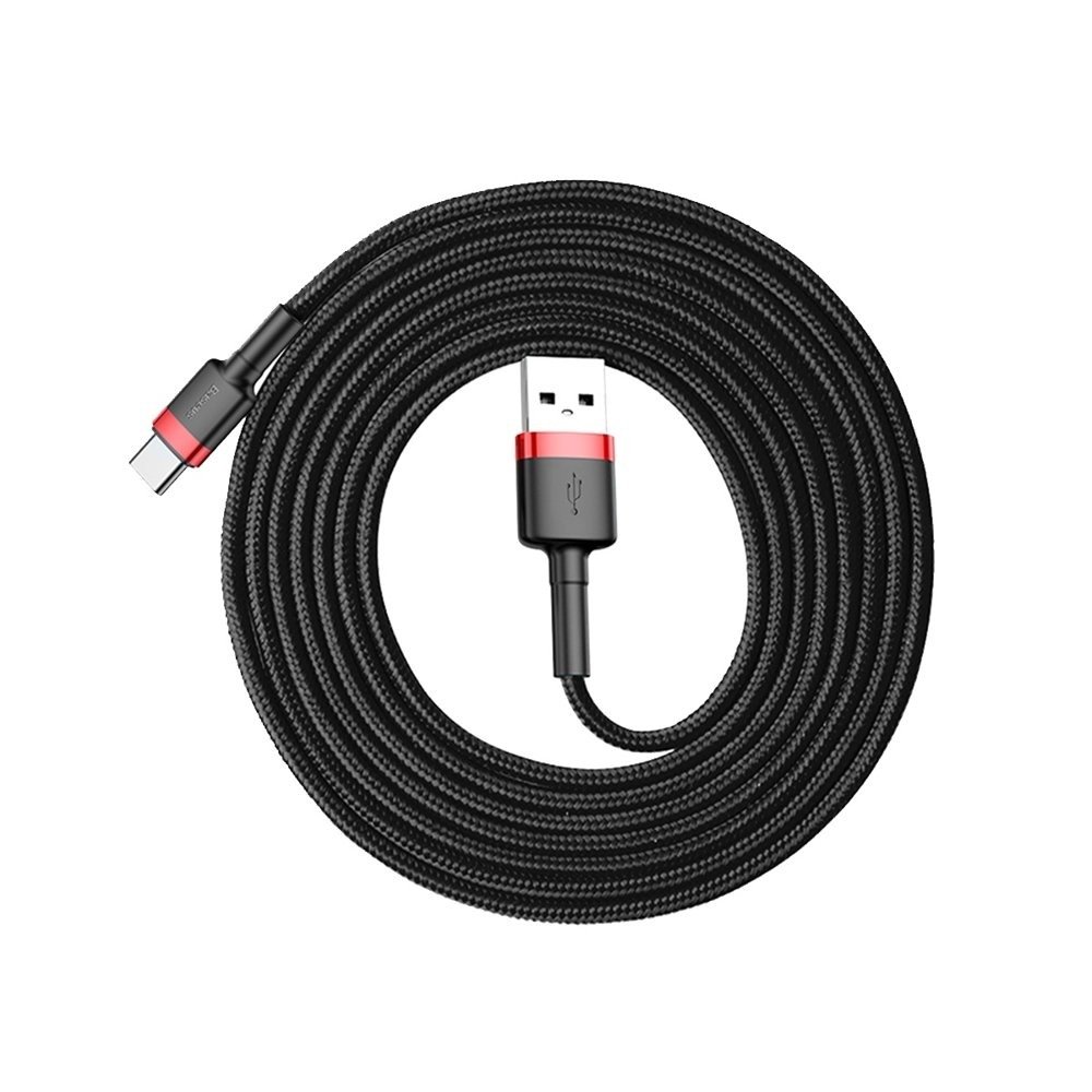 Datový kabel USB-C Baseus - odolný nylonový kabel, 3A 0,5mm, červený + černý