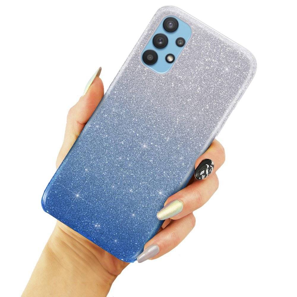 Kryt Samsung Galaxy A72 třpytky stříbrnomodrý