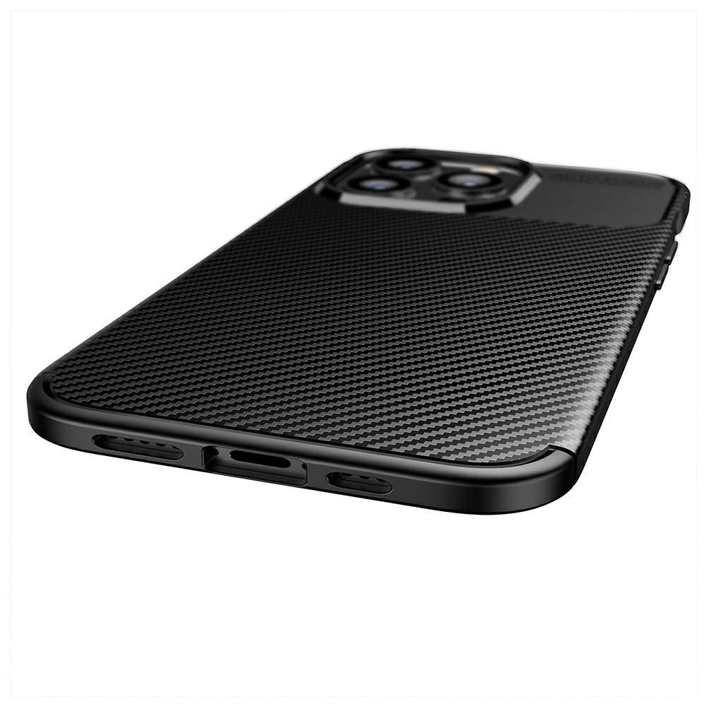 Kryt iPhone 13 Pro Max Armored Shockproof Carbon Fiber černý