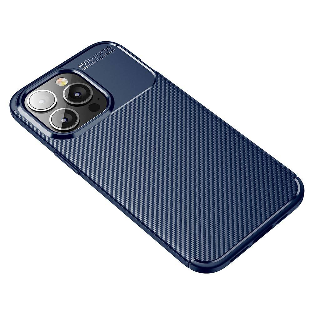 Kryt iPhone 13 Pro Max Armored Shockproof Carbon Fiber modrý