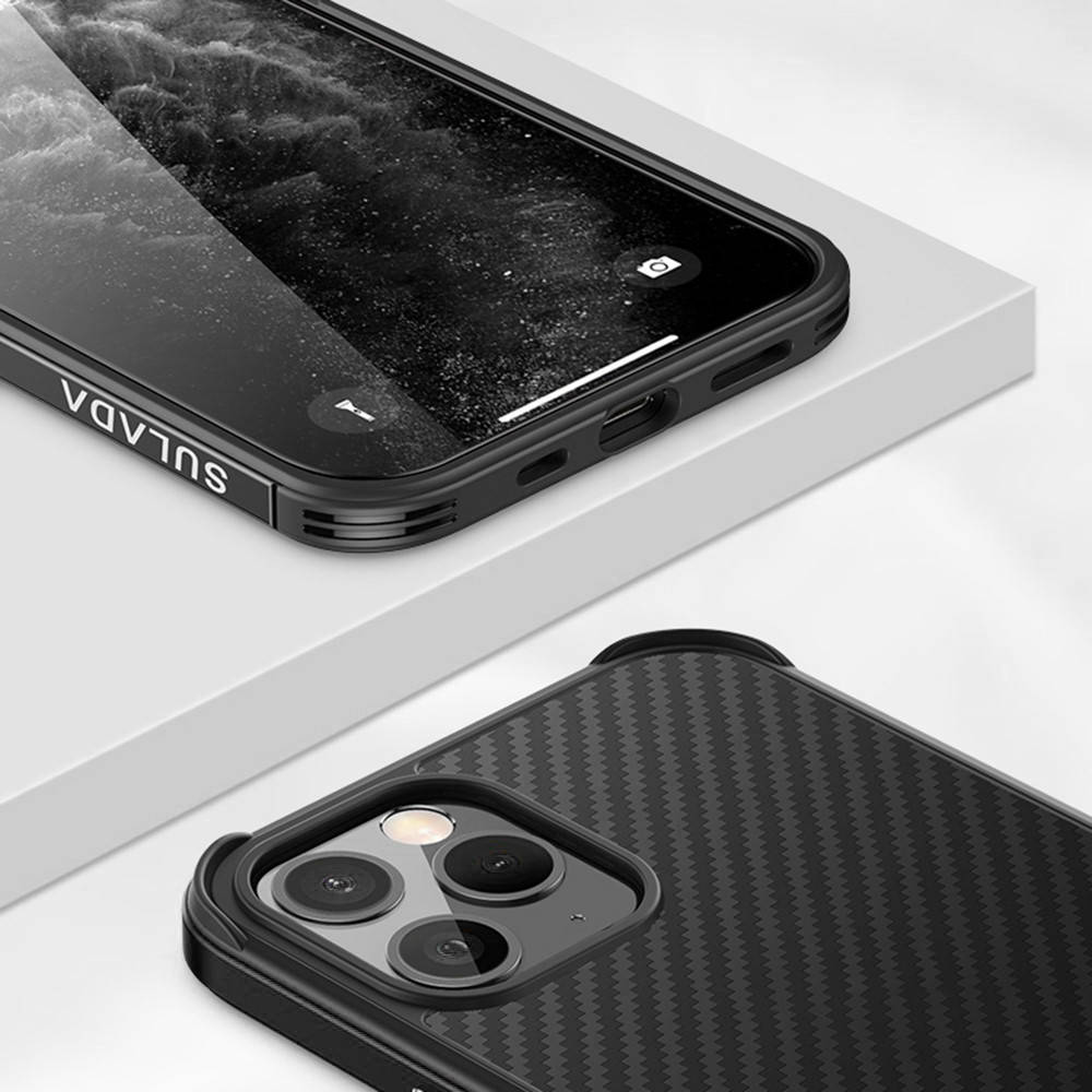 Kryt iPhone 12 Pro Max Sulada Carbon Fiber Hybrid černý