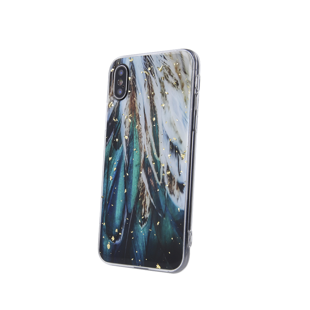 Kryt Samsung Galaxy A22 5G Silicone Gold Glam feathers