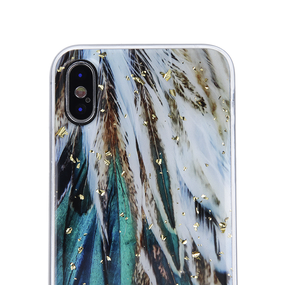 Kryt Samsung Galaxy A22 5G Silicone Gold Glam feathers