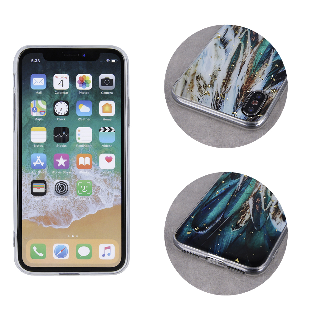 Kryt Samsung Galaxy A22 5G Silicone Gold Glam feathers