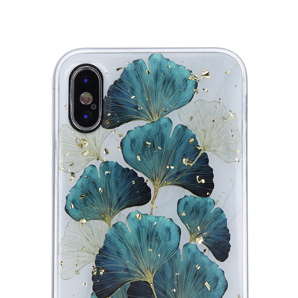 Kryt Samsung Galaxy A12 Silicone Gold Glam leaves