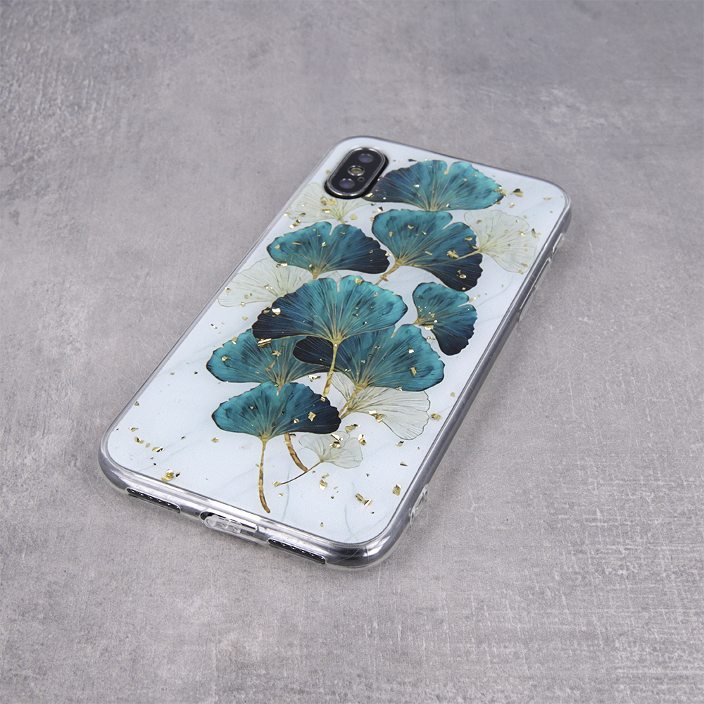 Kryt Samsung Galaxy A12 Silicone Gold Glam leaves