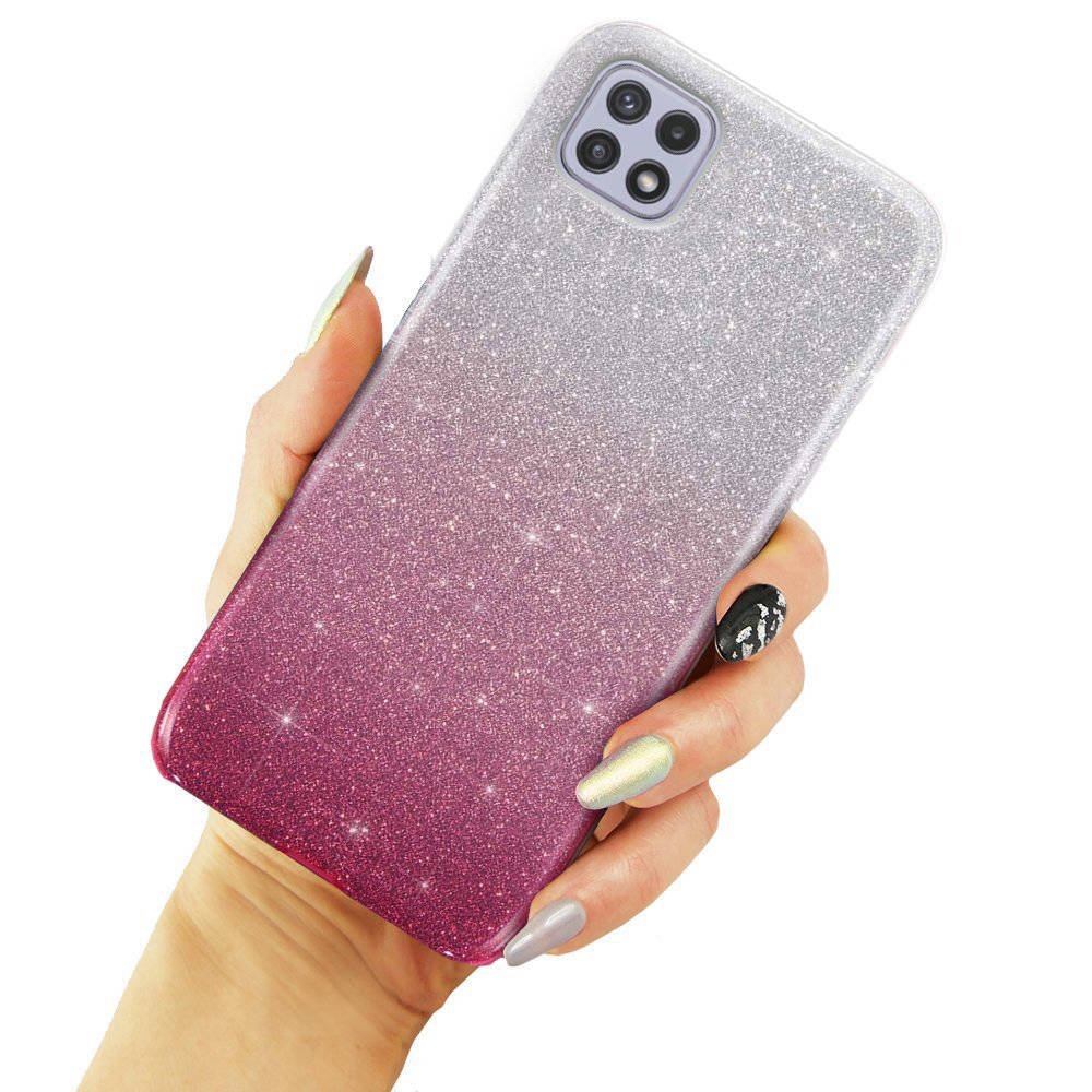 Kryt Samsung Galaxy A32 5G třpytky stříbrný/růžový