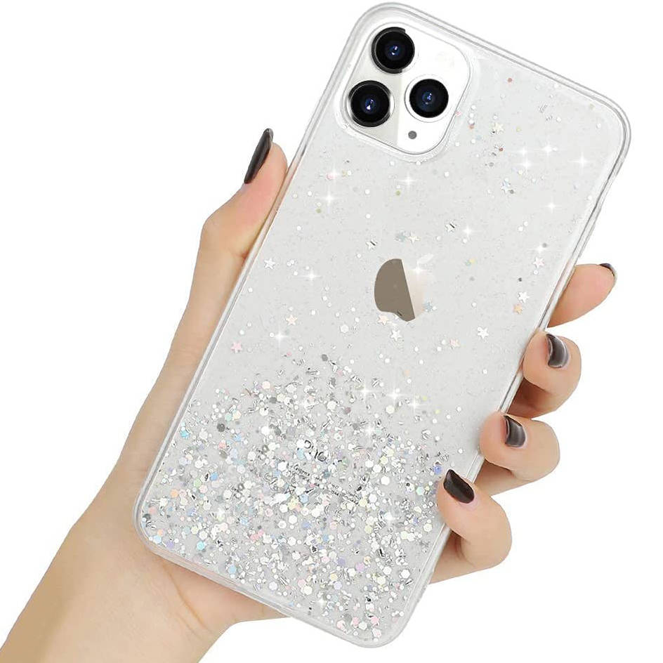 Kryt iPhone 12 Pro Max Sequins Glue Glitter Case transparentnií