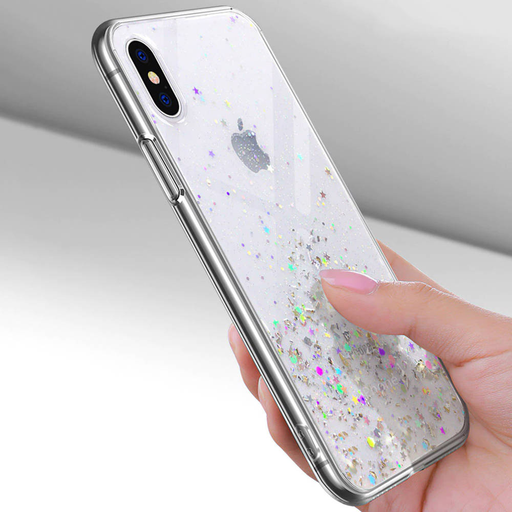 Kryt iPhone 12 Pro Max Sequins Glue Glitter Case transparentnií