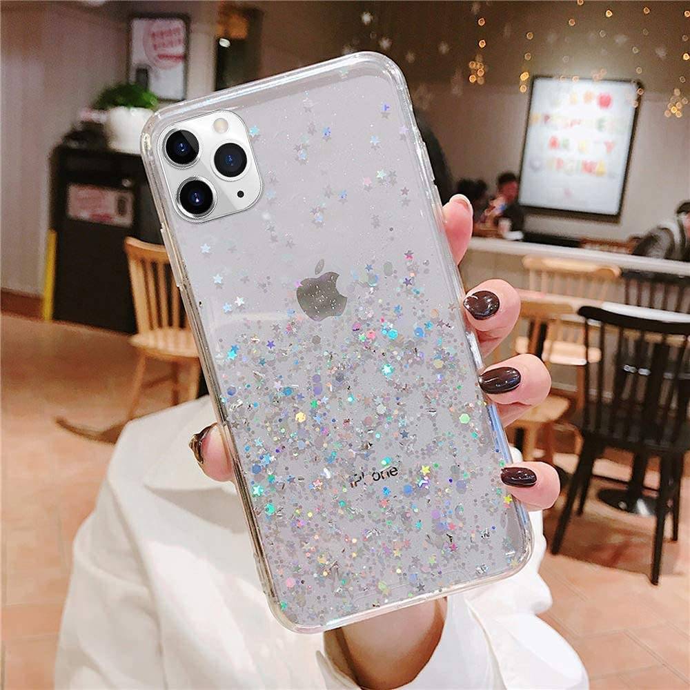 Kryt iPhone 12 Pro Max Sequins Glue Glitter Case transparentnií