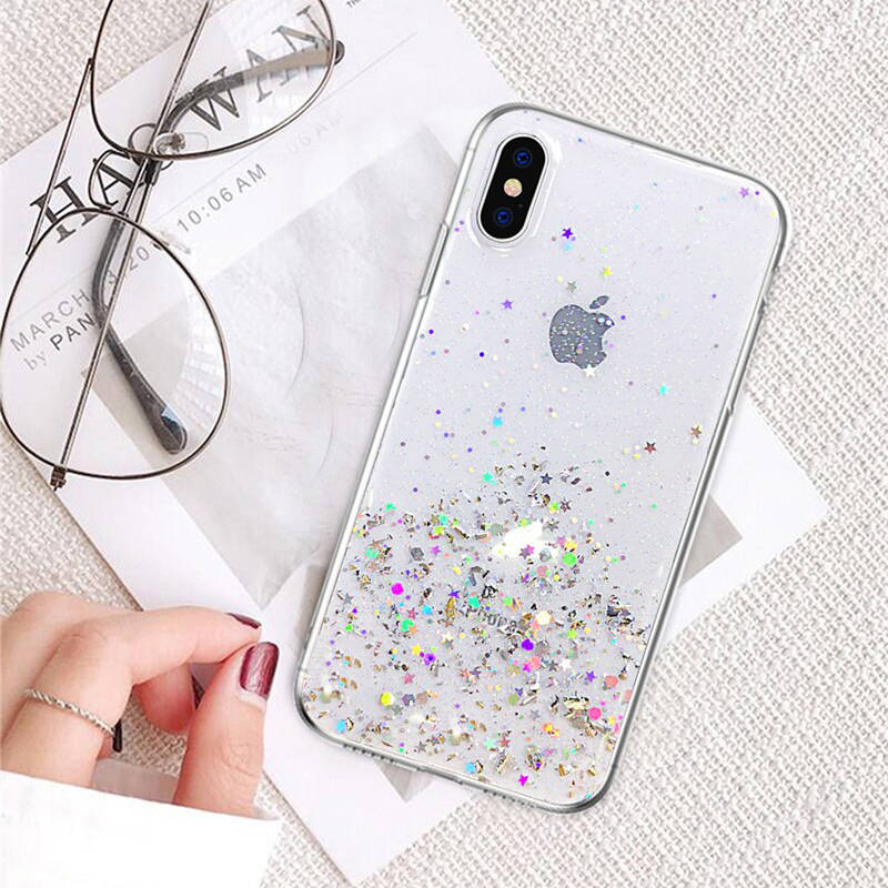 Kryt iPhone 12 Pro Max Sequins Glue Glitter Case transparentnií