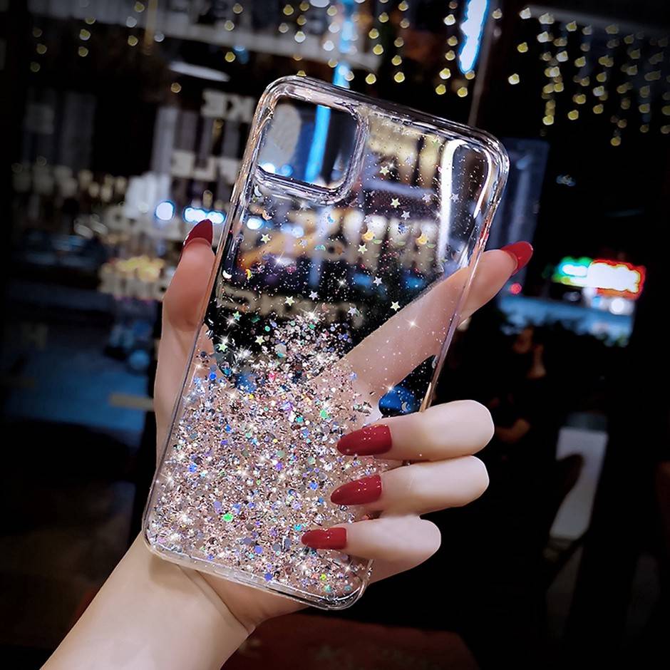 Kryt iPhone 12 Pro Max Sequins Glue Glitter Case transparentnií