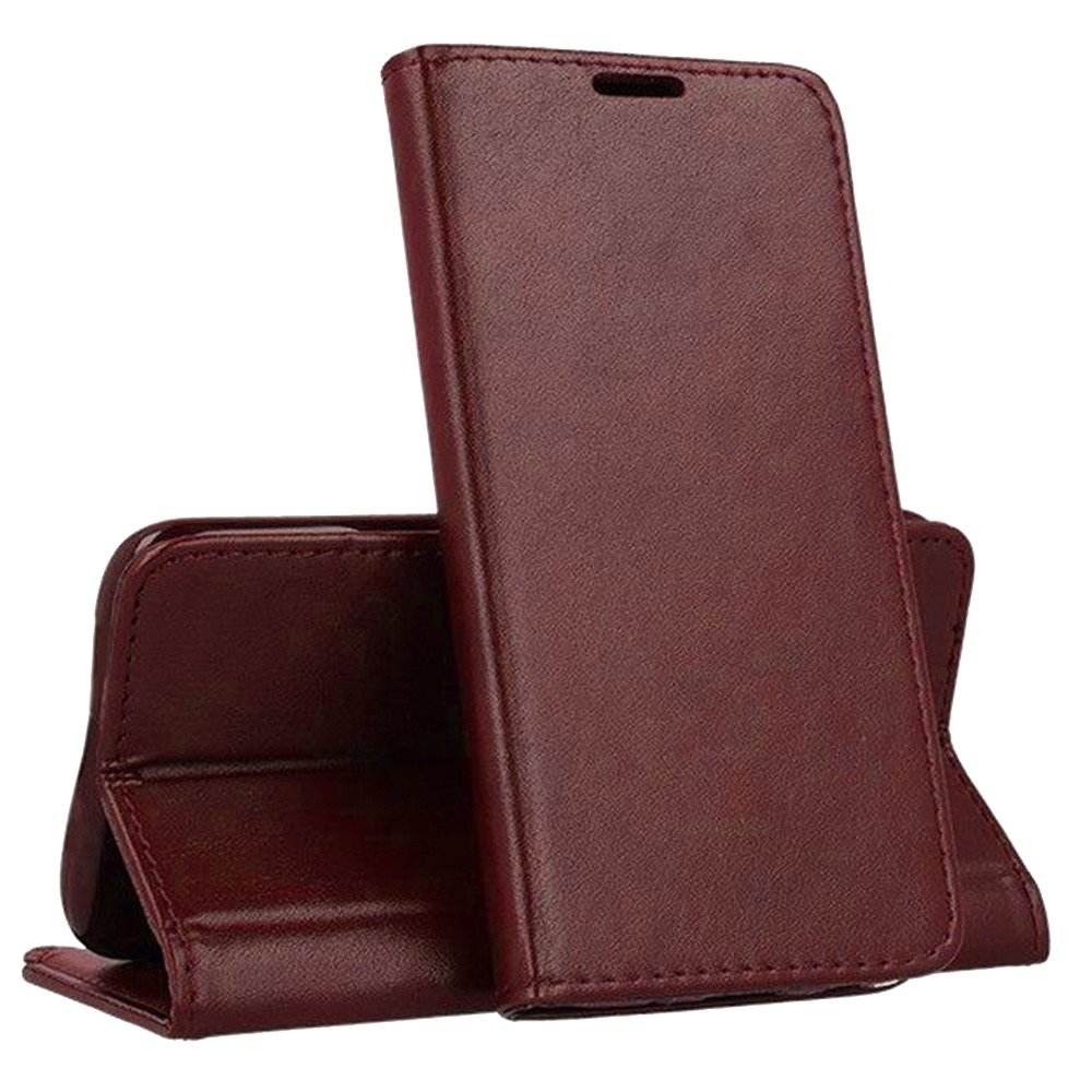 Pouzdro flip iPhone 14 Pro, eko kůže - vínové