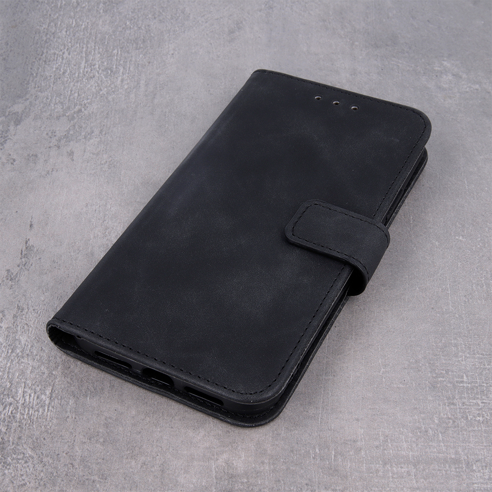 Pouzdro flip iPhone 14, Velvet eko kůže, černé