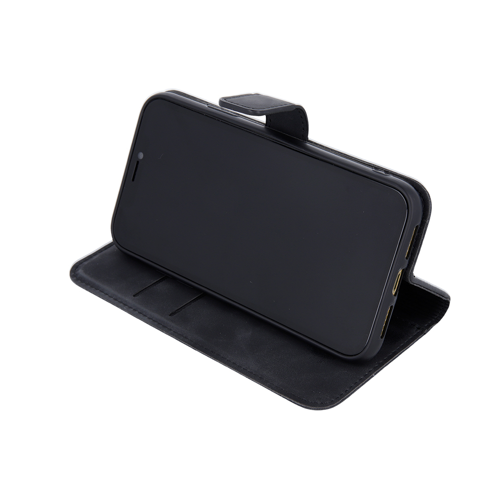Pouzdro flip iPhone 14, Velvet eko kůže, černé