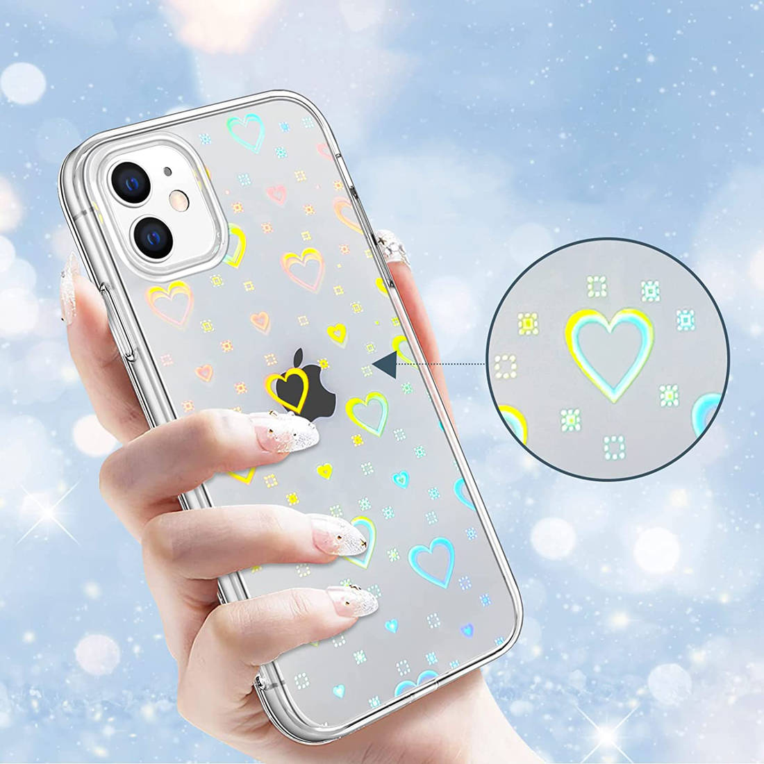 Kryt Samsung Galaxy A12 / M12 - Luminous Hearts transparentní