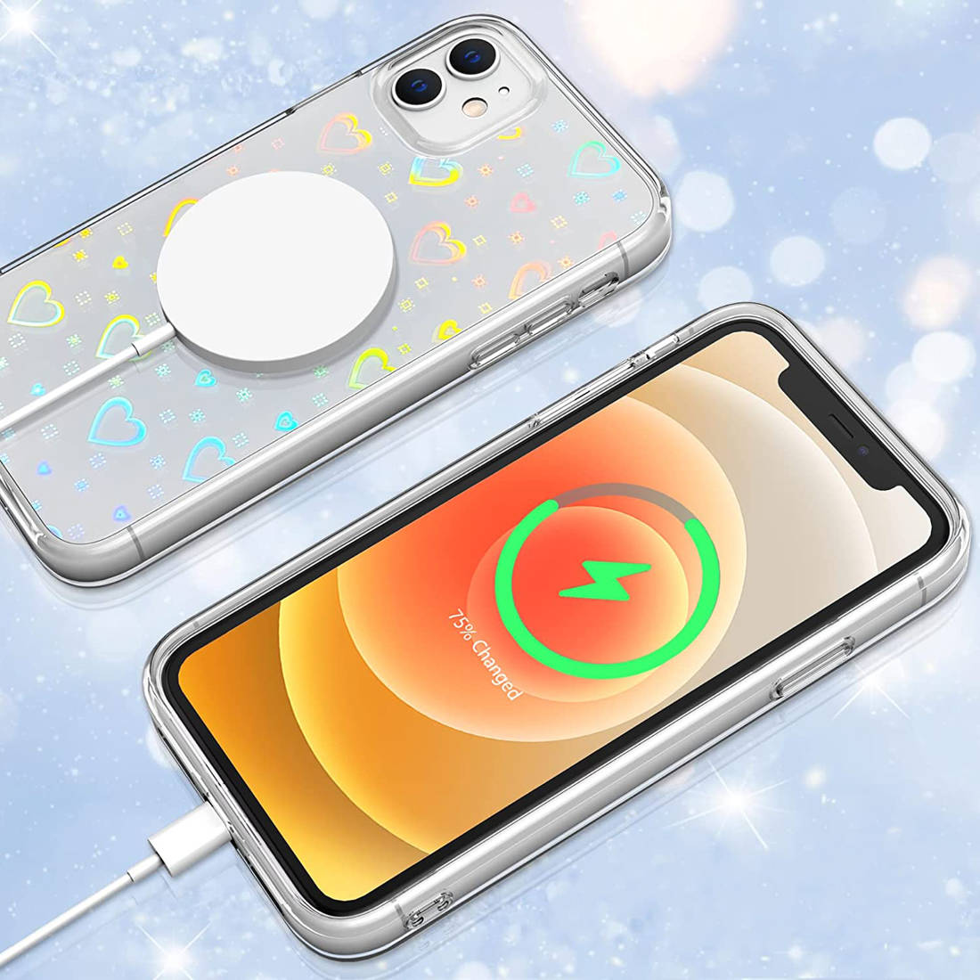 Kryt Samsung Galaxy A12 / M12 - Luminous Hearts transparentní